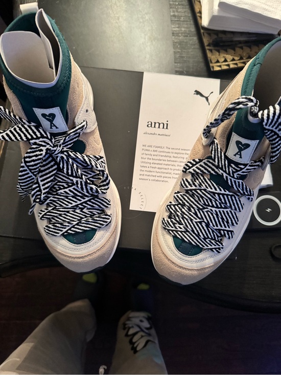 Puma White and Taupe Low-Top Sneaker Detail collaboration with Ami main image 8